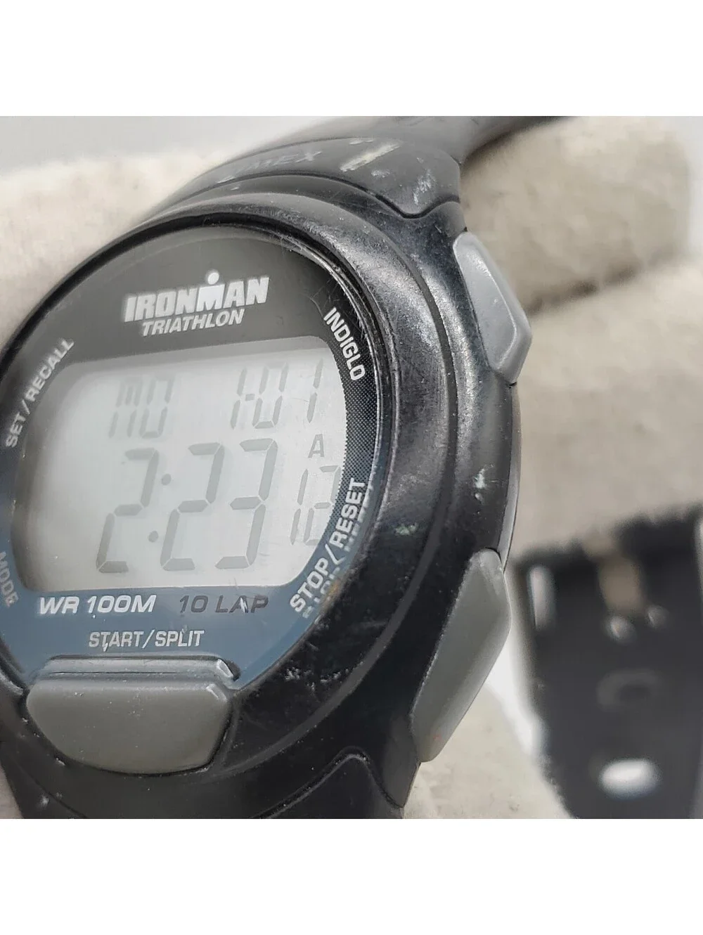 Timex Triathlon 10-lap Mens Watch 40mm Black/Gray New Battery